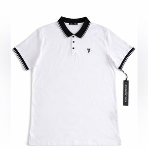 Karl Lagerfeld White Polo with Black Trim